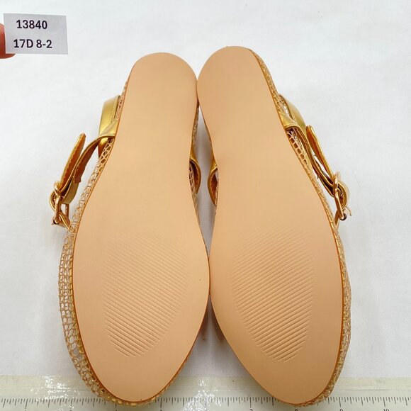 XYD Gold Mesh Ballet Flat Round Toe Single Strap Mary Jane Sparkling Shoes - Picture 7 of 8